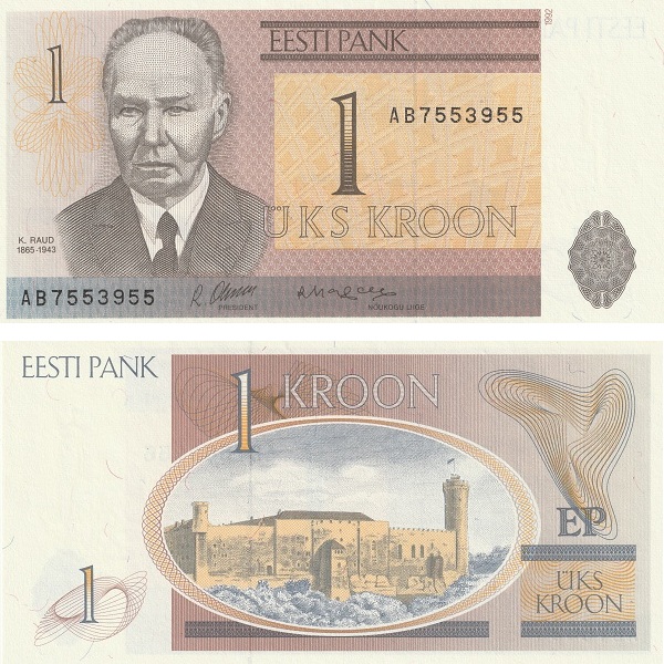 Эстония 1 Эстонская крона (1992) P#