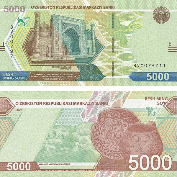 Uzbekistan 5000 Uzbekistani sum (2021) P#