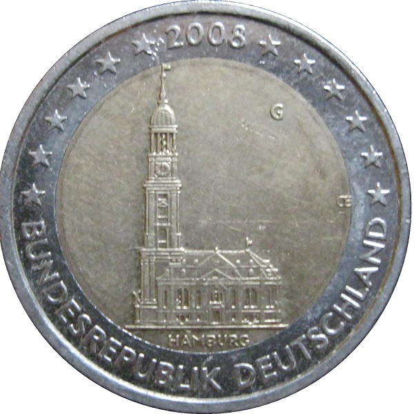 Германия 2 Евро (2008) "G" KM# 261