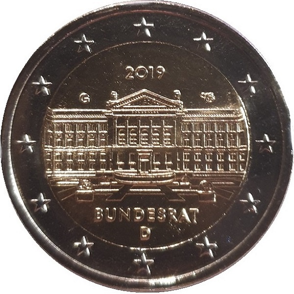 Германия 2 Евро (2019) "G" KM#