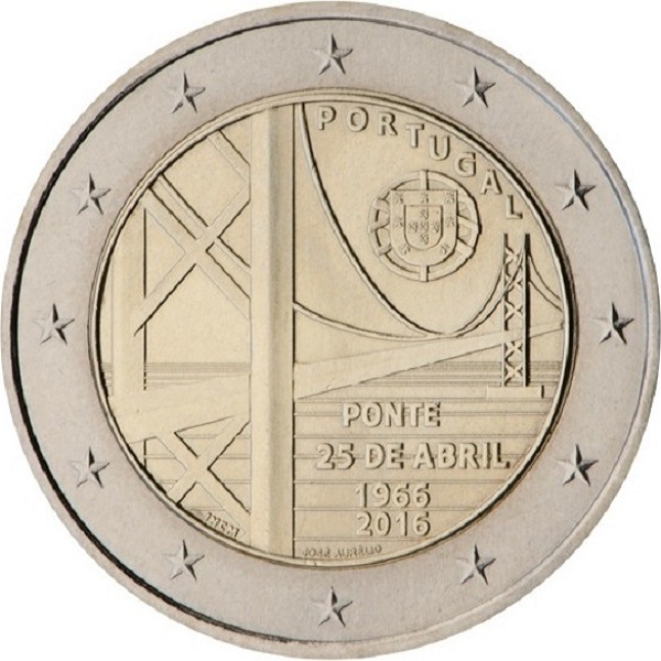 Португалия 2 Евро (2016) KM#