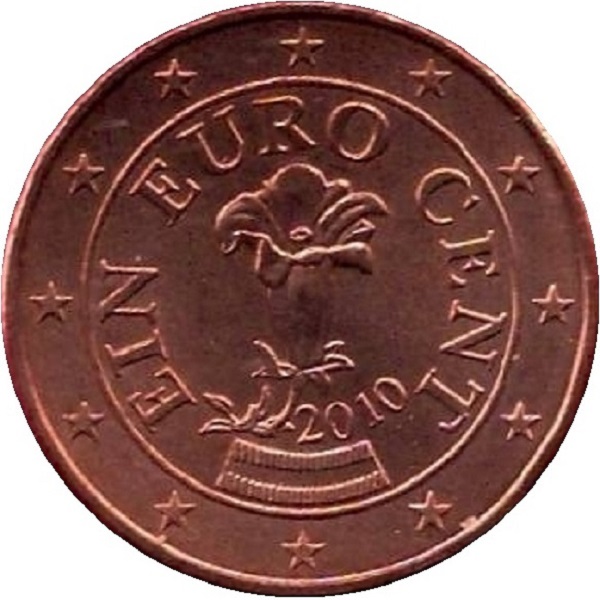 Австрия 1 Евроцент (2010) KM#