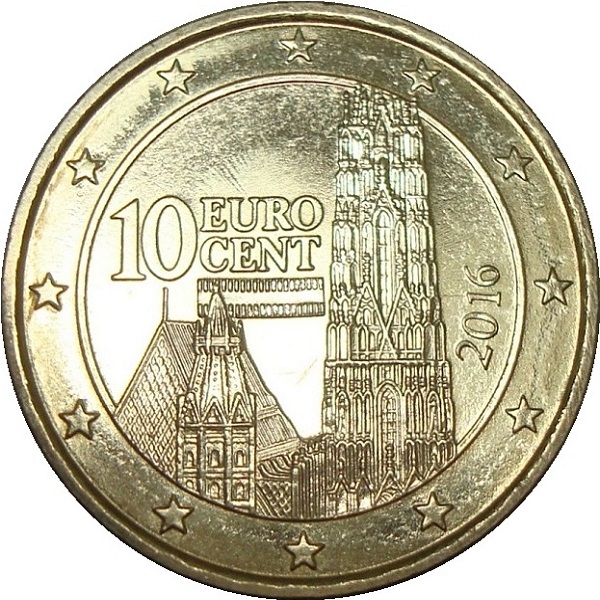 Австрия 10 Евро цент (2016) KM#