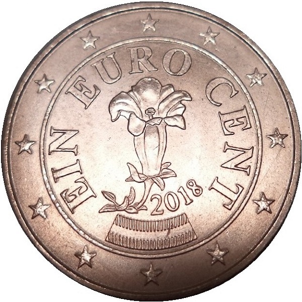 Австрия 1 Евро цент (2018) KM#
