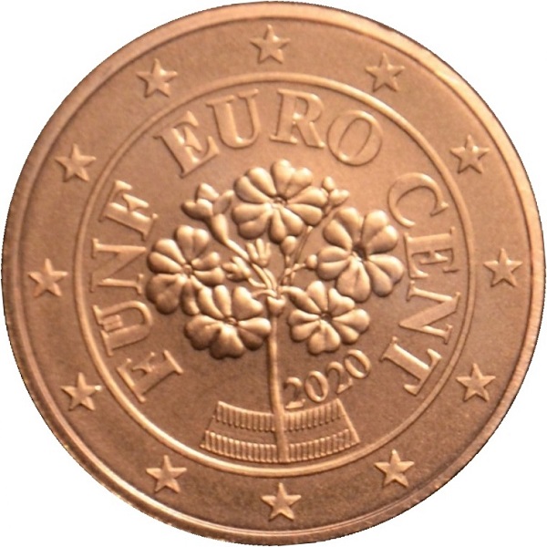 Австрия 5 Евро цент (2020) KM#