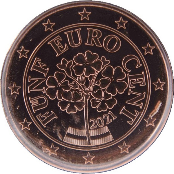 Austria 5 Euro cent (2021) KM#