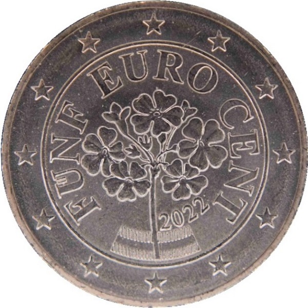 Austria 5 Euro cent (2022) KM#