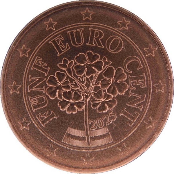 Austria 5 Euro cent (2025) KM#