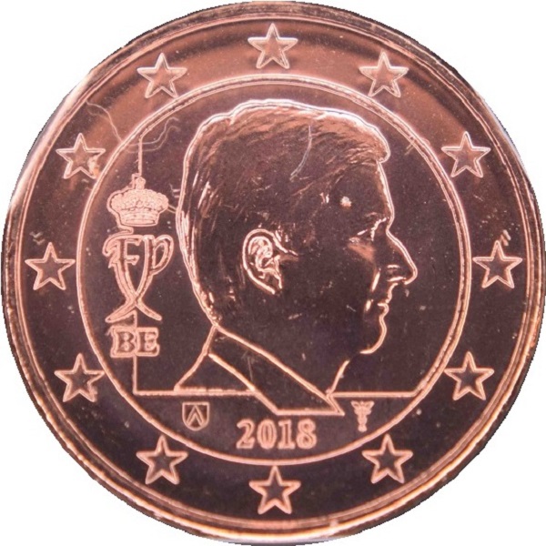 Бельгия 1 Евро цент (2018) KM#