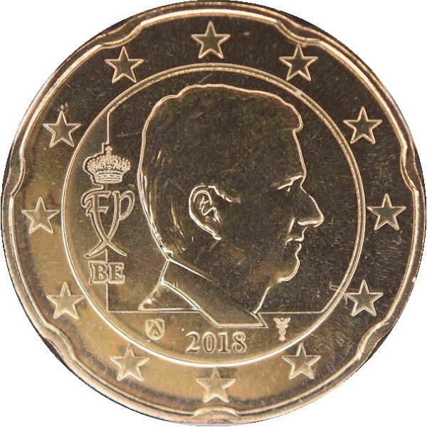 Бельгия 20 Евро цент (2018) KM#