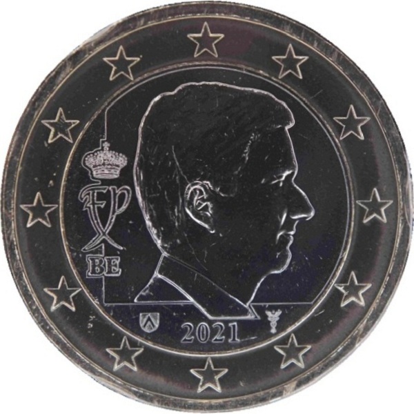 Бельгия 1 Евро (2021) KM#