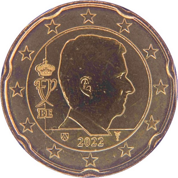 Бельгия 20 Евро цент (2022) KM#