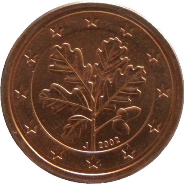 Germany 1 Euro cent (2002) "J" KM#
