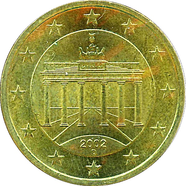 Германия 50 Евро цент (2002) "D" KM#