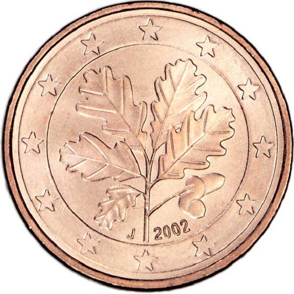 Germany 5 Euro cent (2002) "J" KM#