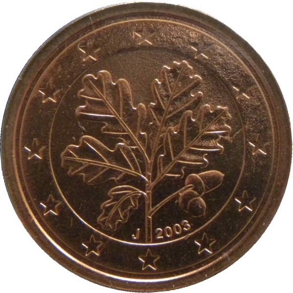 Germany 1 Euro cent (2003) "J" KM#