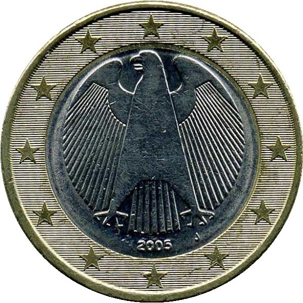 Германия 1 Евро (2005) "J" KM#