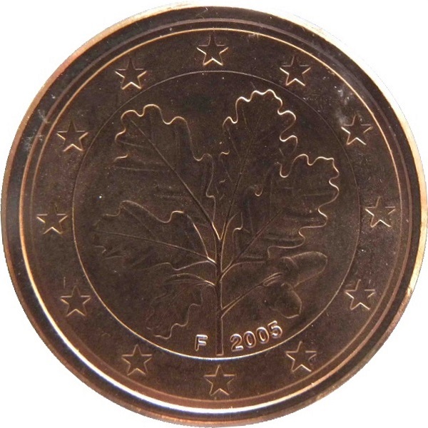Германия 1 Евро цент (2005) "F" KM#
