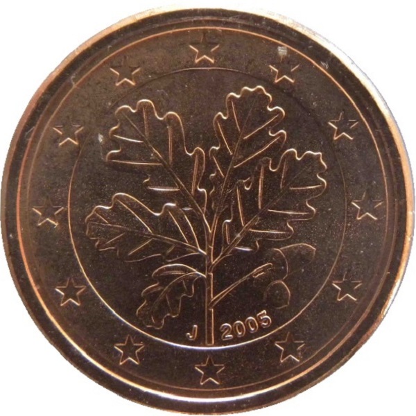 Германия 1 Евро цент (2005) "J" KM#