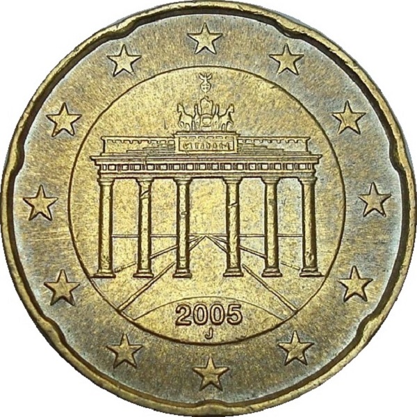 Германия 20 Евро цент (2005) "J" KM#