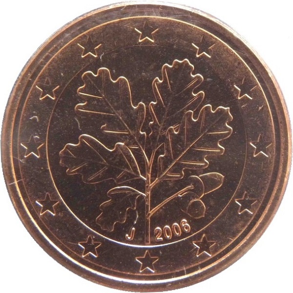 Германия 1 Евро цент (2006) "J" KM#