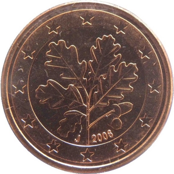Германия 5 Евро цент (2006) "J" KM#