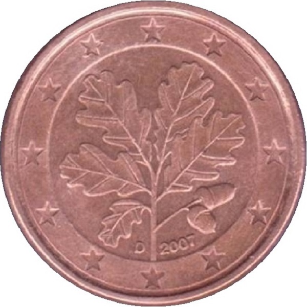 Германия 1 Евро цент (2007) "D" KM#