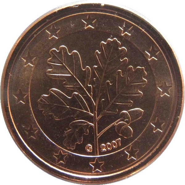 Germany 1 Euro cent (2007) "G" KM#