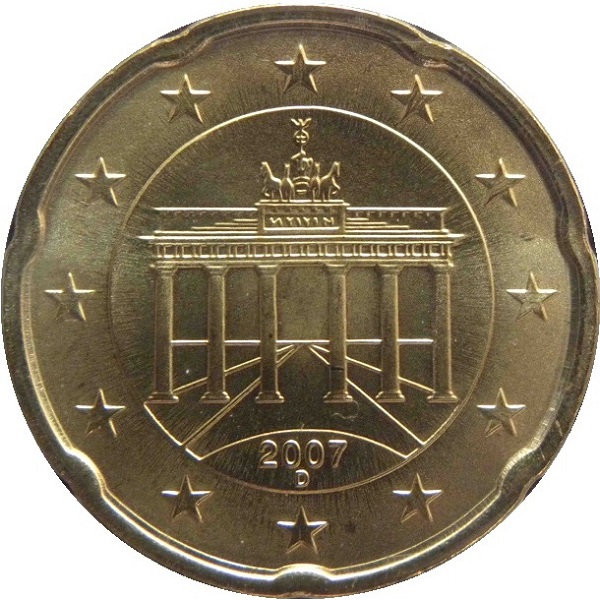 Германия 20 Евро цент (2007) "D" KM#
