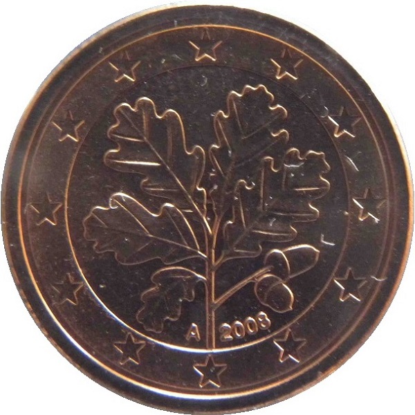 Германия 1 Евро цент (2008) "A" KM#