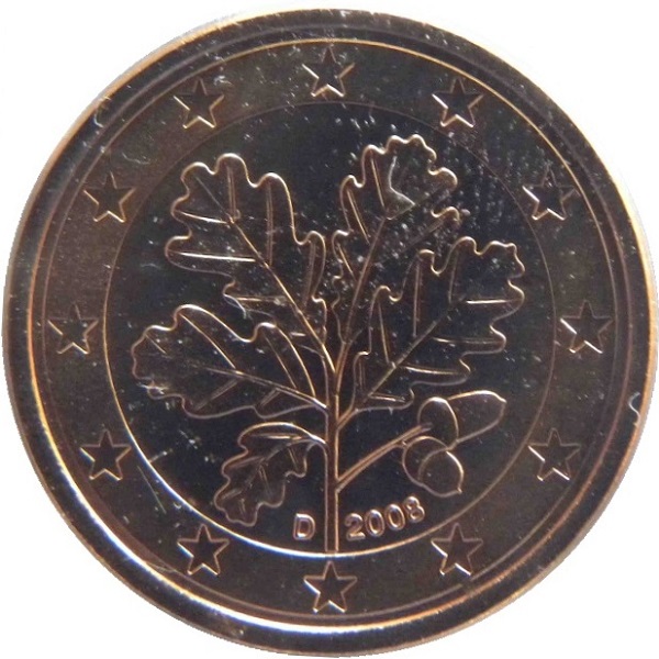 Германия 1 Евро цент (2008) "D" KM#