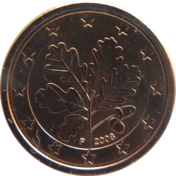 Germany 1 Euro cent (2008) "F" KM#