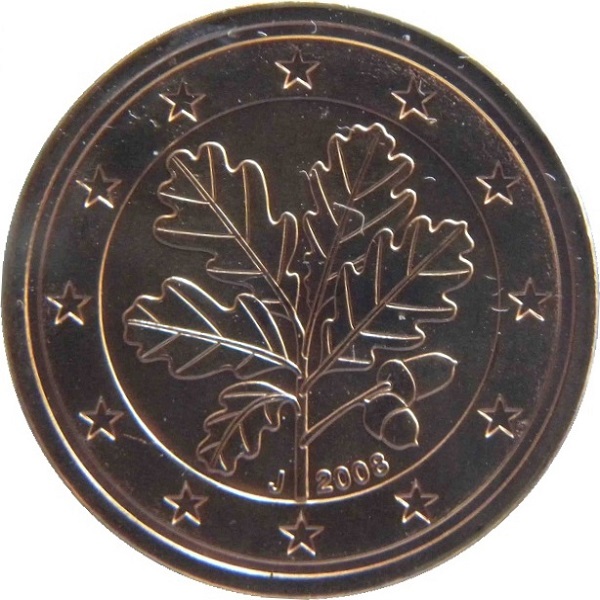 Германия 2 Евро цент (2008) "J" KM#