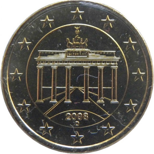 Германия 50 Евро цент (2008) "D" KM#