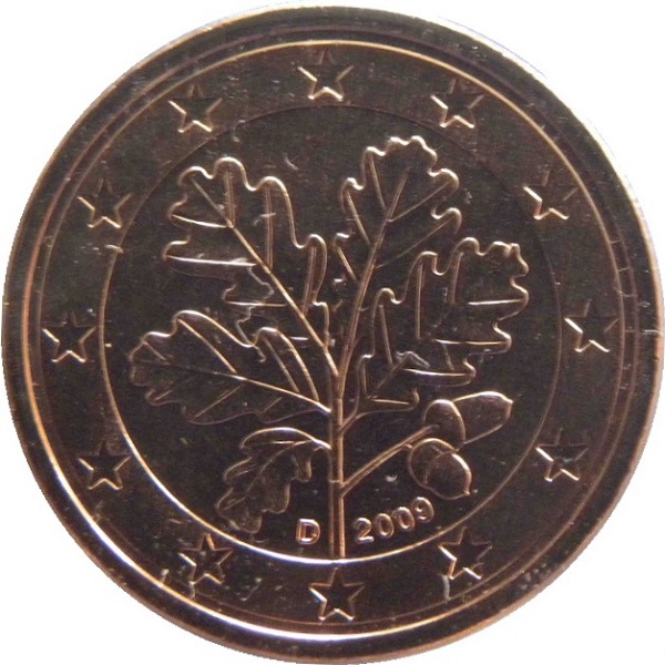 Германия 1 Евро цент (2009) "D" KM#