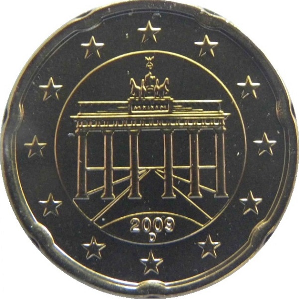 Германия 20 Евро цент (2009) "D" KM#