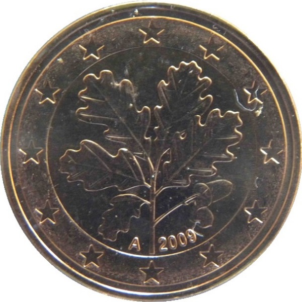 Германия 5 Евро цент (2009) "A" KM#