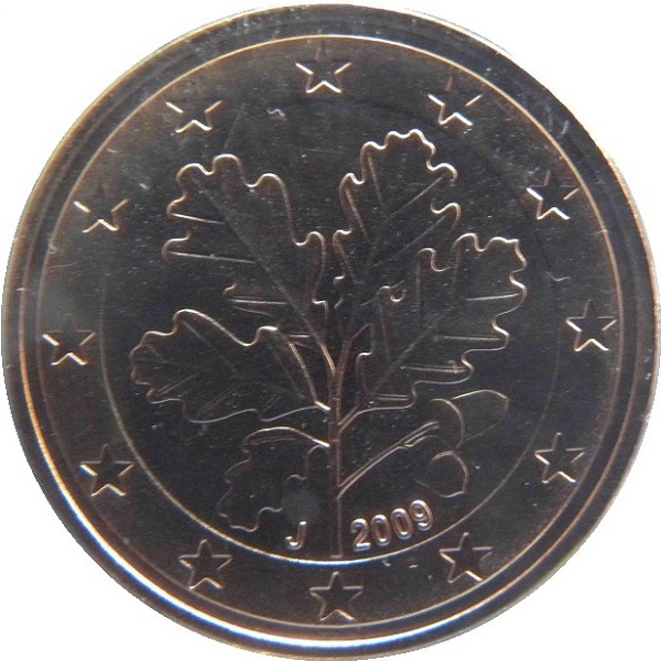 Germany 5 Euro cent (2009) "J" KM#