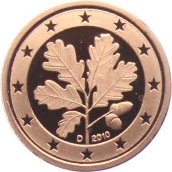 Germany 1 Euro cent (2010) "D" KM#