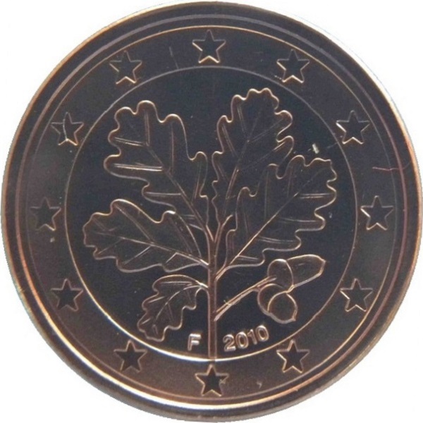 Германия 1 Евро цент (2010) "F" KM#