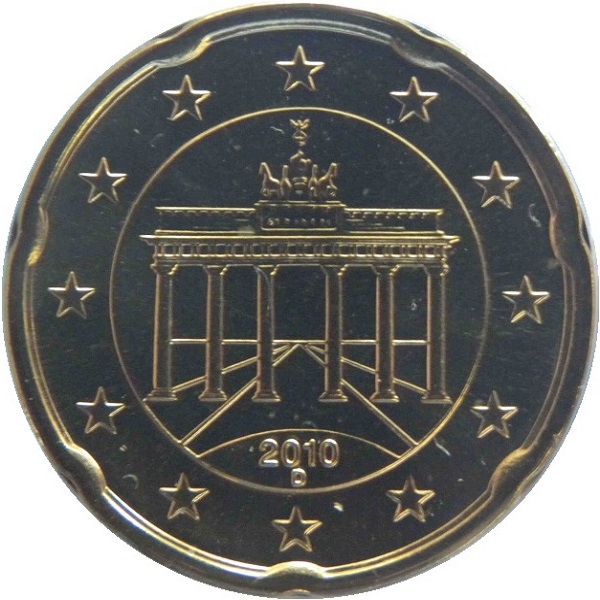 Germany 20 Euro cent (2010) "D" KM#