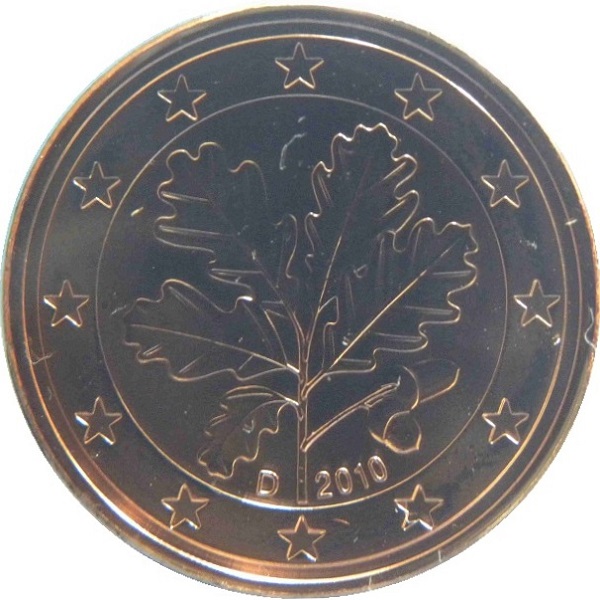 Germany 5 Euro cent (2010) "D" KM#