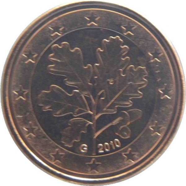 Germany 5 Euro cent (2010) "G" КМ#