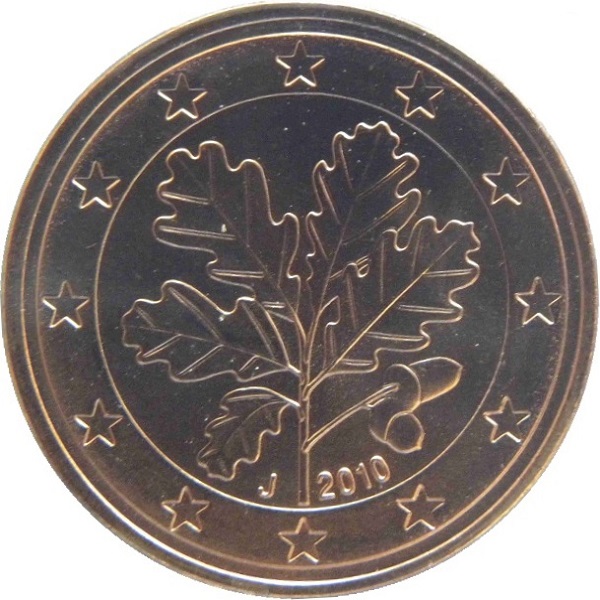 Germany 5 Euro cent (2010) "J" KM#