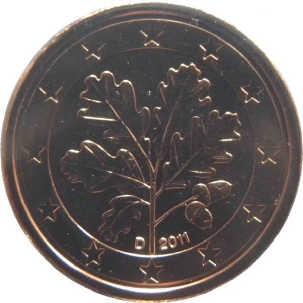 Германия 1 Евро цент (2011) "D" KM#