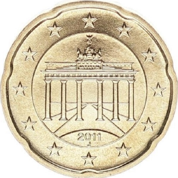 Германия 20 Евро цент (2011) "J" KM#