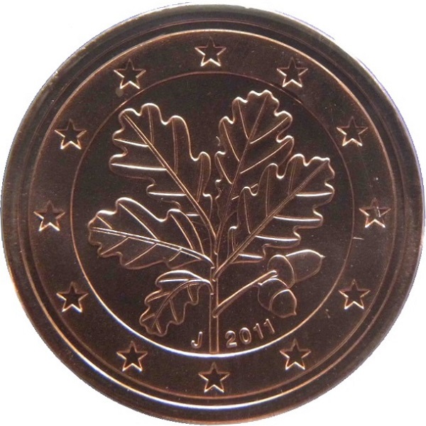 Германия 2 Евро цент (2011) "J" KM#