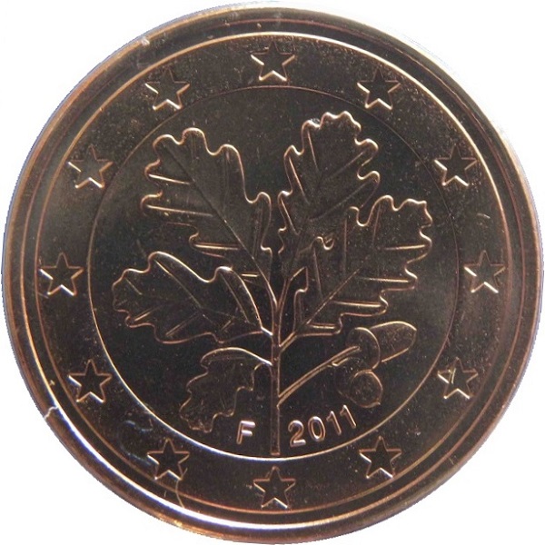 Германия 5 Евро цент (2011) "F" KM#
