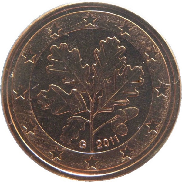 Германия 5 Евро цент (2011) "G" KM#