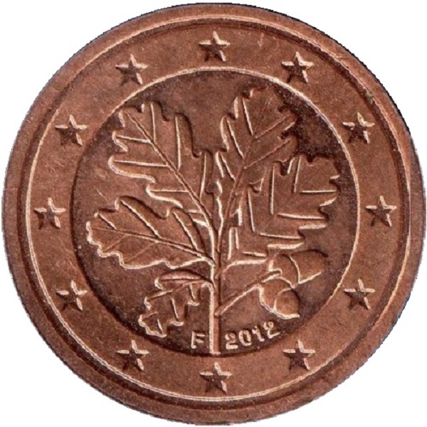 Германия 1 Евро цент (2012) "F" KM#